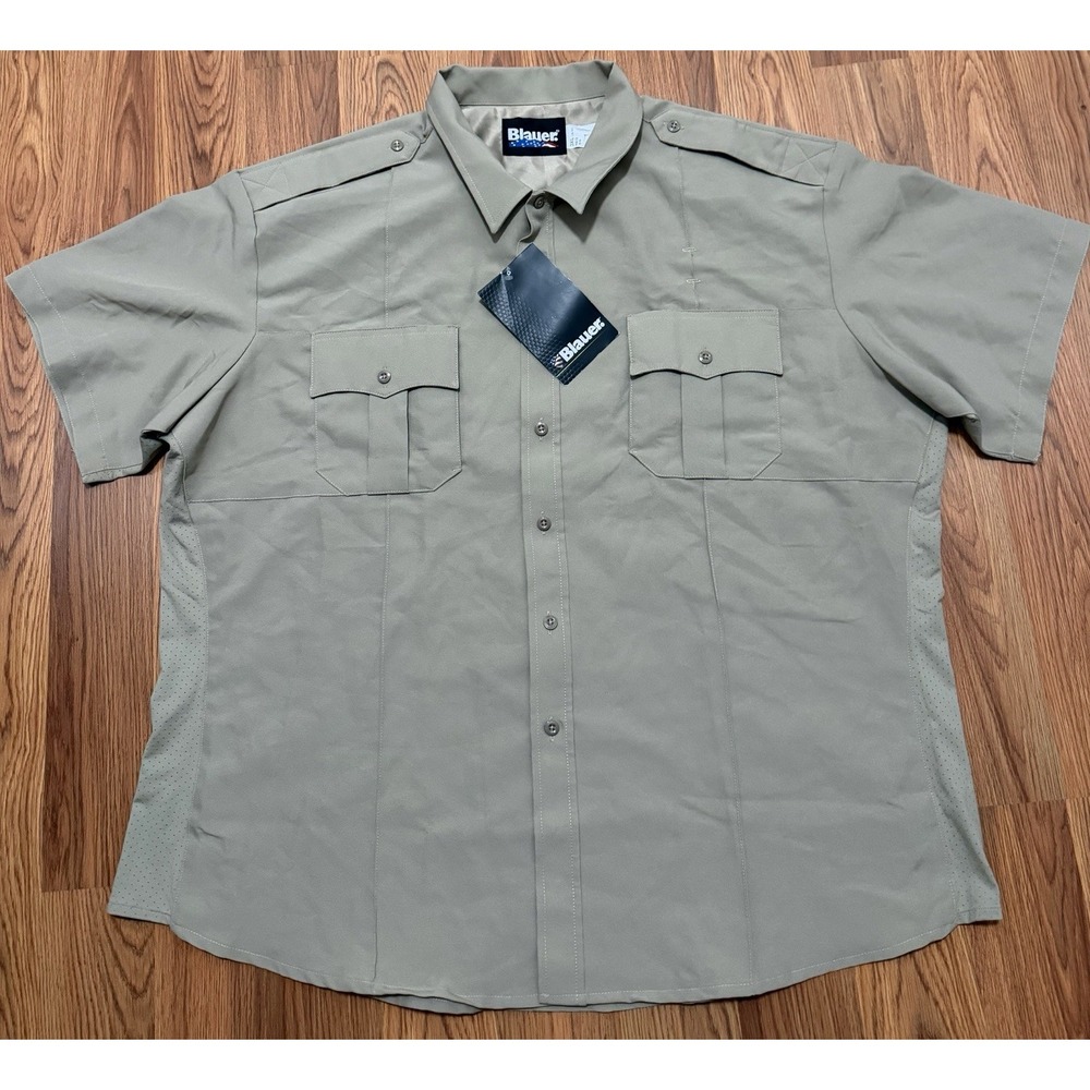 Blauer 8675 SuperShirt Mens 3XL Silver Tan Police Security Uniform Shirt NWT
